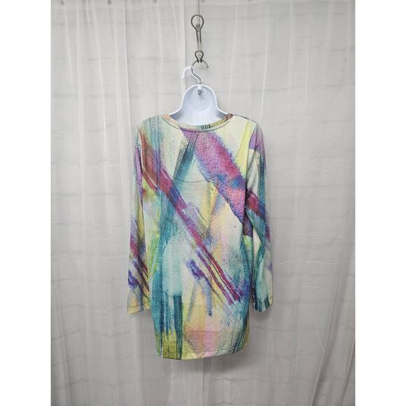 Soft Surroundings Rainbow Long Sleeve Tee Retro Abstract M - Picture 6 of 9